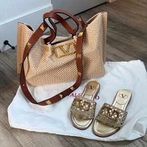 Reserved! Rock stud  Beige and Brown Tote Bag